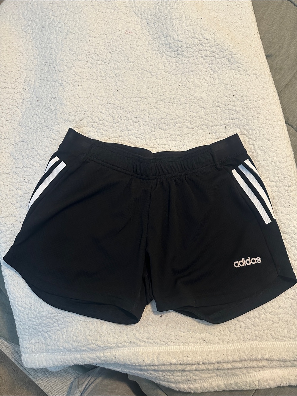 adidas Black Athletic Shorts with White Three-Stripes